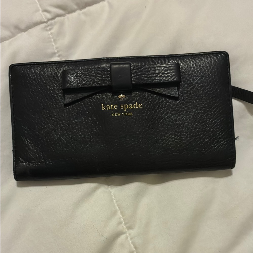 Kate Spade Black Leather Wallet with Bow